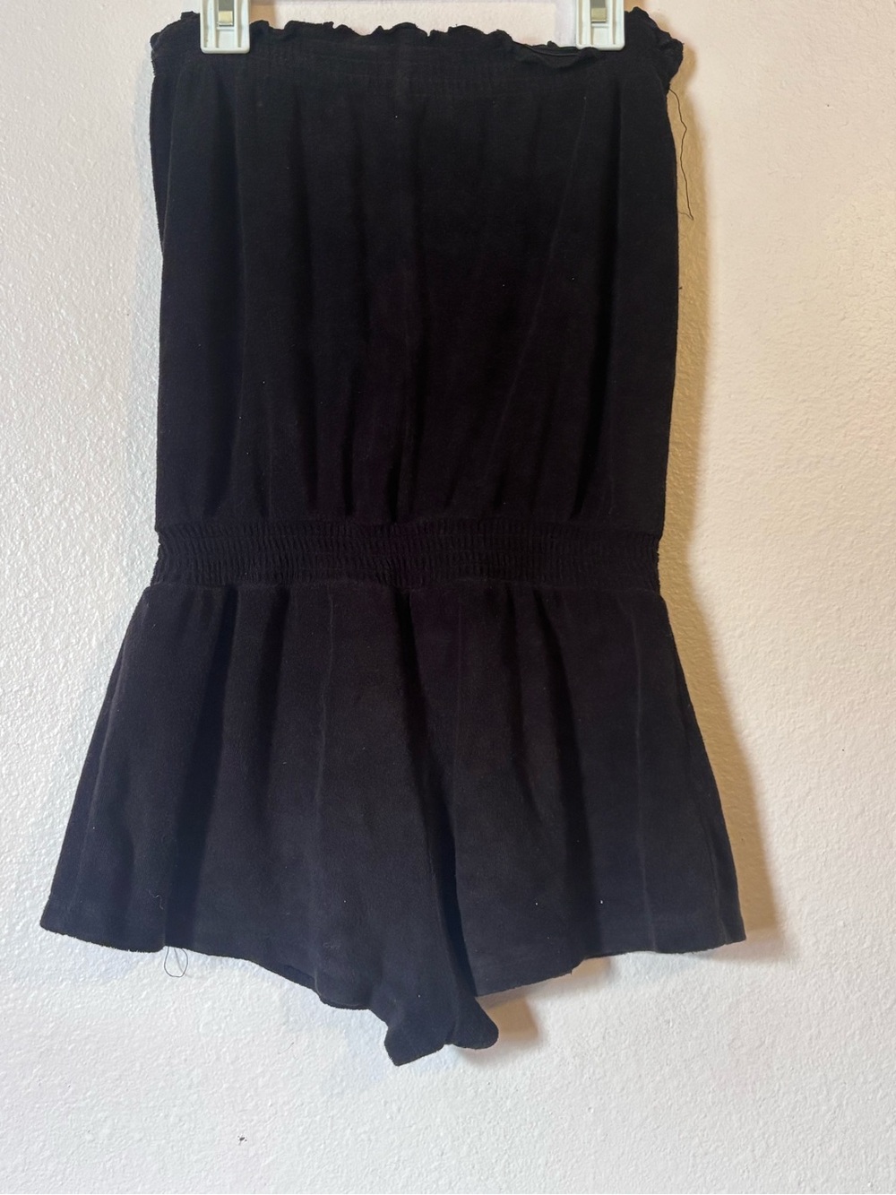 Xhilaration Woman’s Y2K Strapless Terry Cloth Smocked Romper, Size S